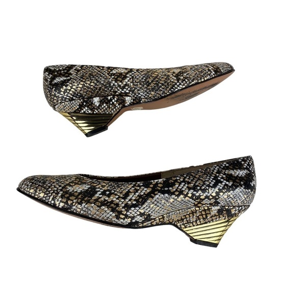 Vintage California Magdesians Heels Pumps Wedge Faux Snakeskin US Size 6.5M - Picture 11 of 13